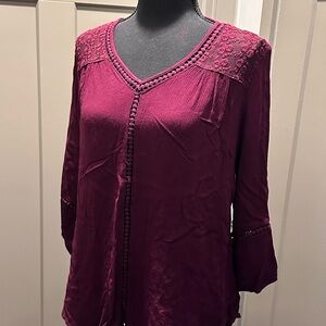JohnPaulRichard Deep Burgundy Lace Blouse